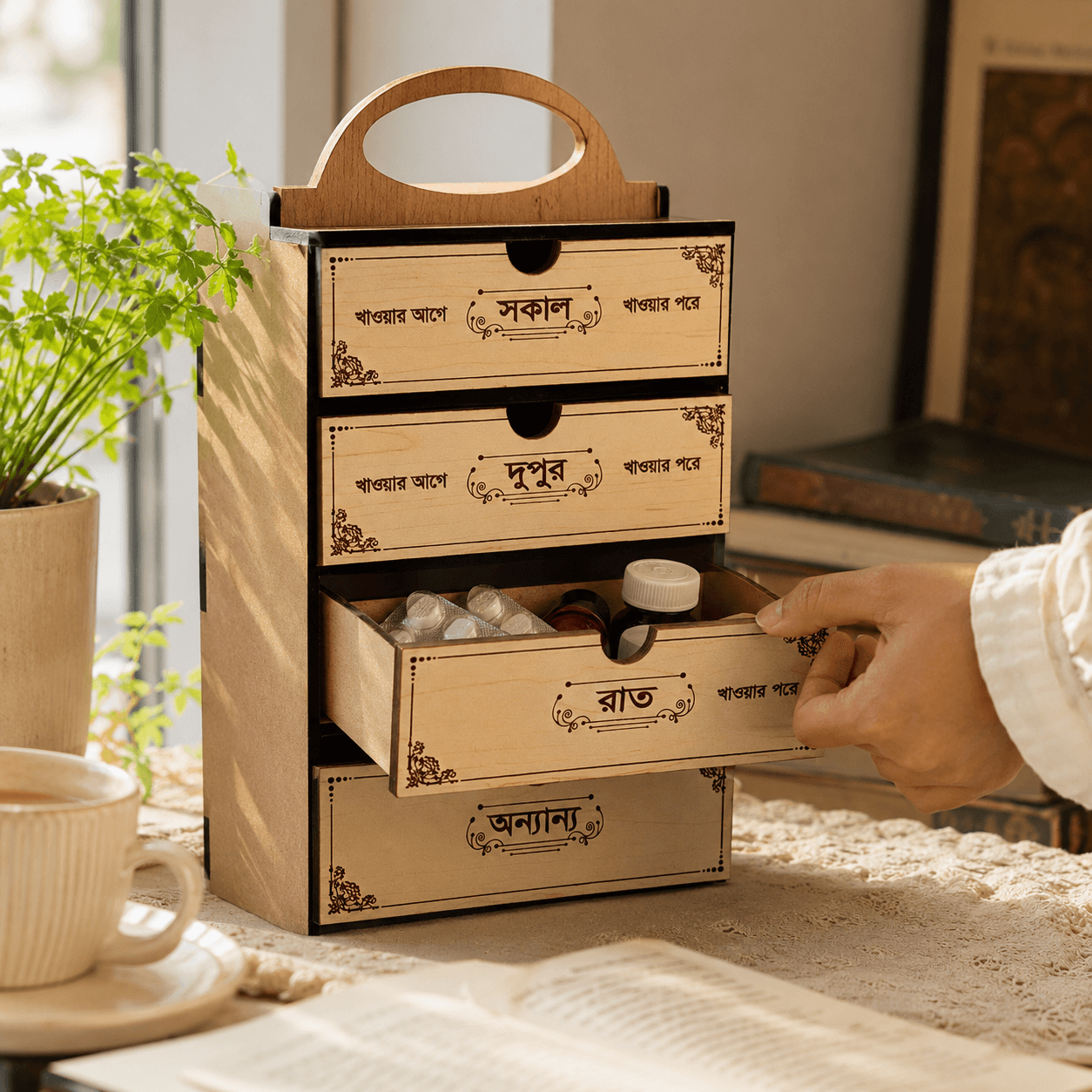 4 Layer Medicine Storage Box (WF : 210) Size - 10 : 8.2 : 6.8 (CM)
