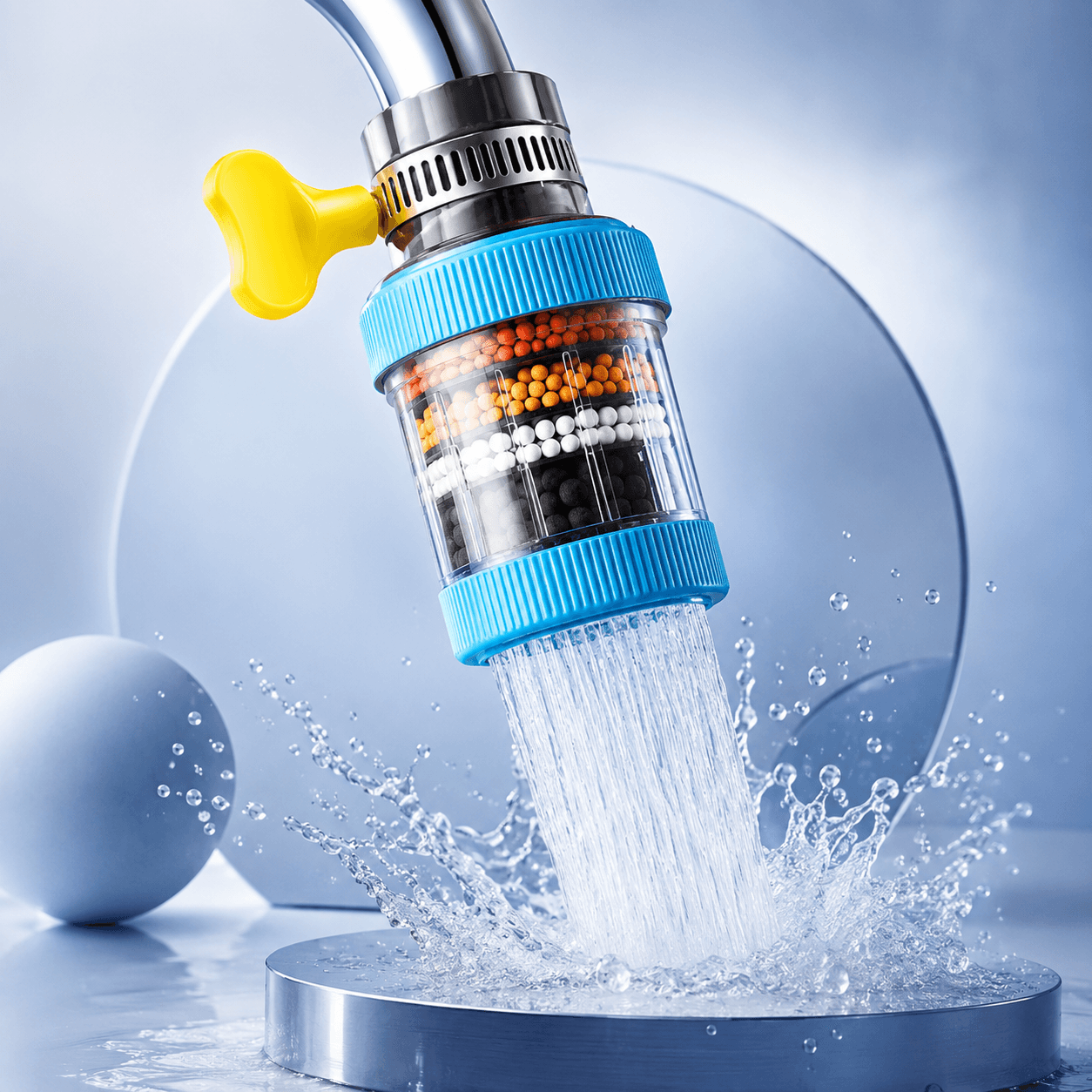 Six-Layer Faucet Water Filter for Kitchen Tap | activated carbon and medical stone – splash-proof .