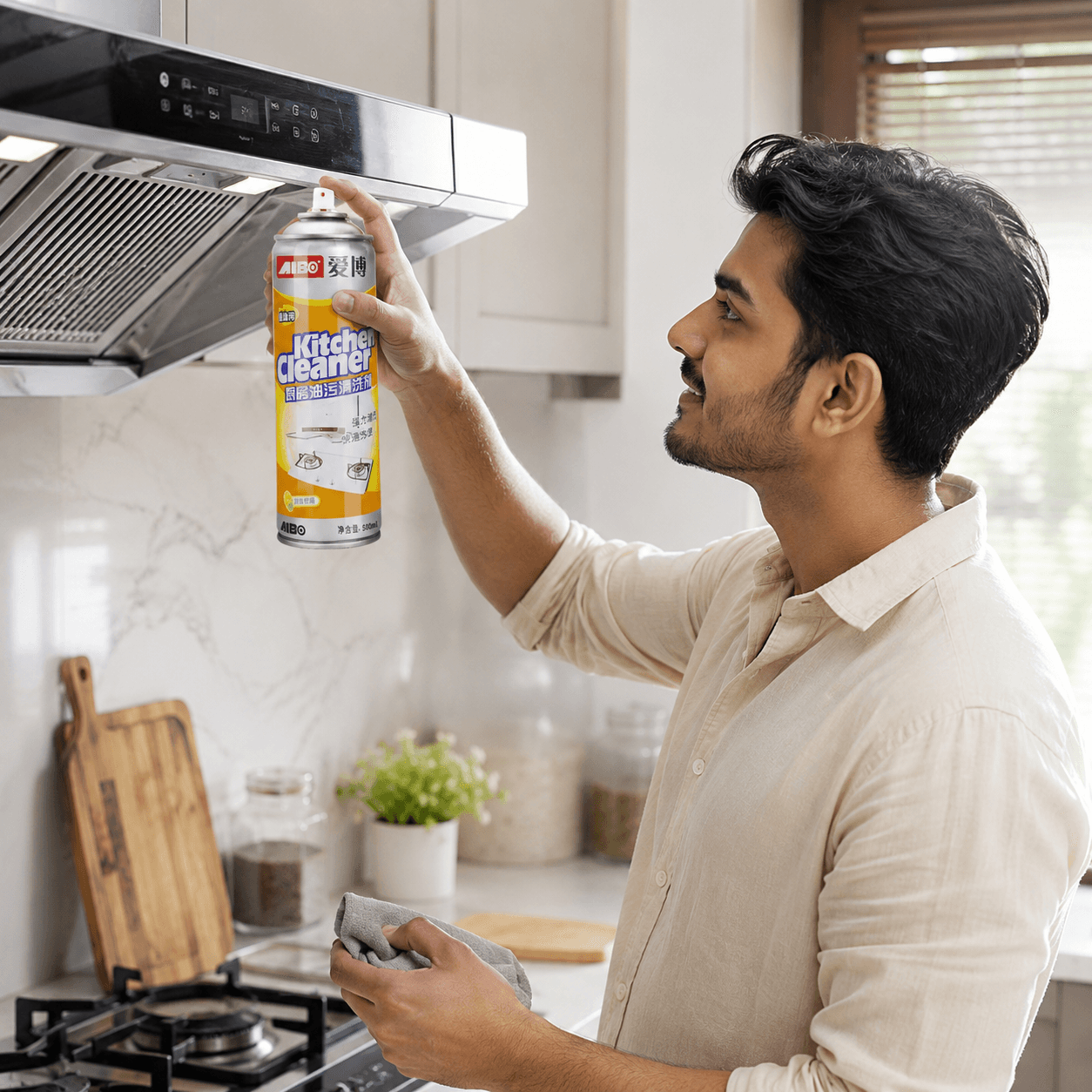 Kitchen Foam Cleaner 500ml Spray for Grease & Stains