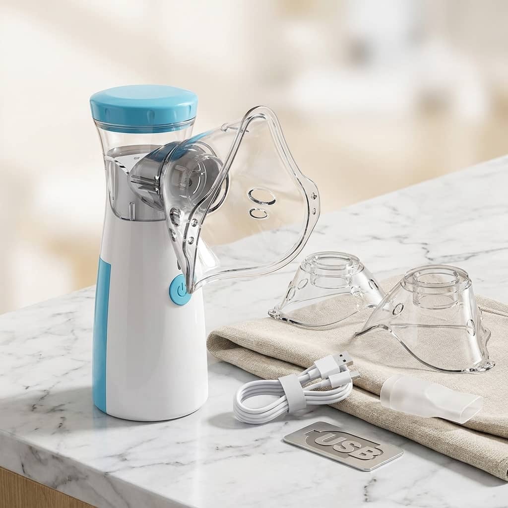 Portable Mesh Nebulizer | Ultrasonic Steam Inhaler for Kids & Adults with Smart USB Connector
