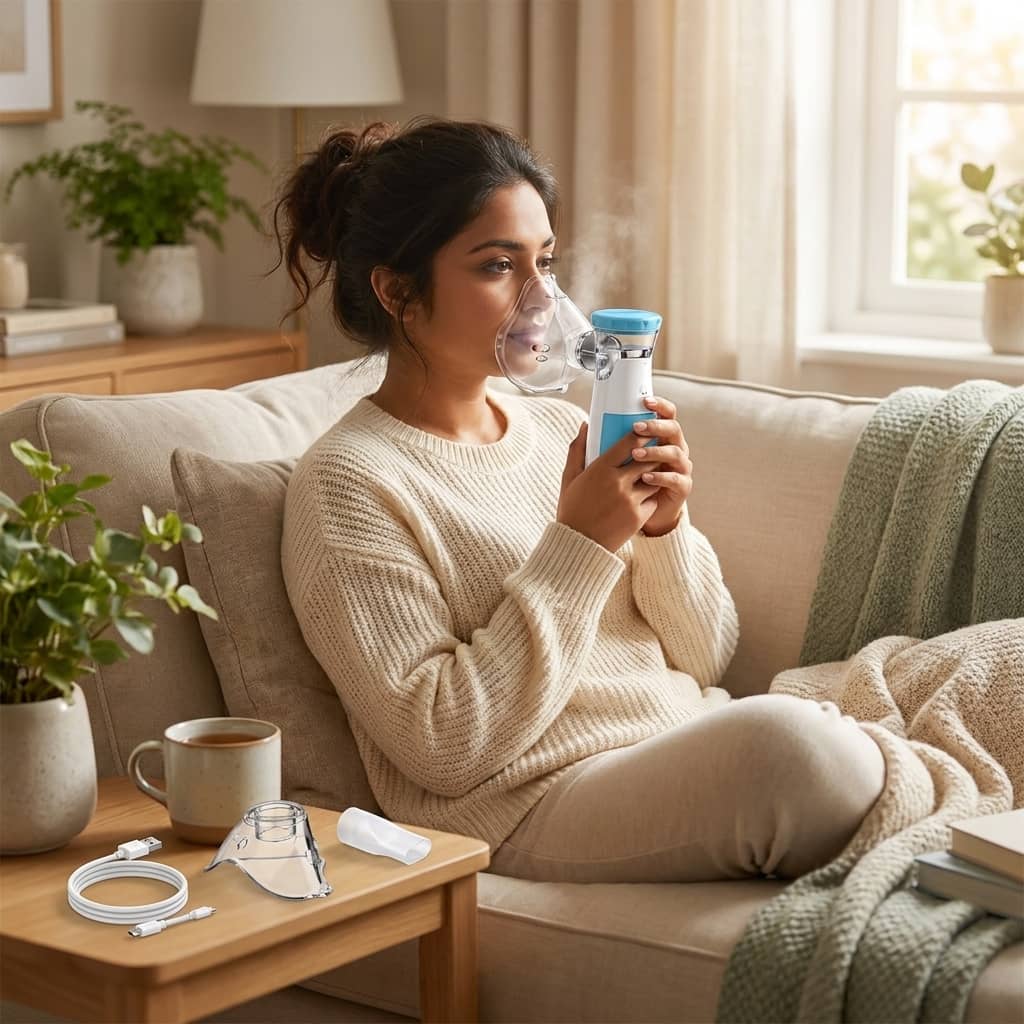 Portable Mesh Nebulizer | Ultrasonic Steam Inhaler for Kids & Adults with Smart USB Connector