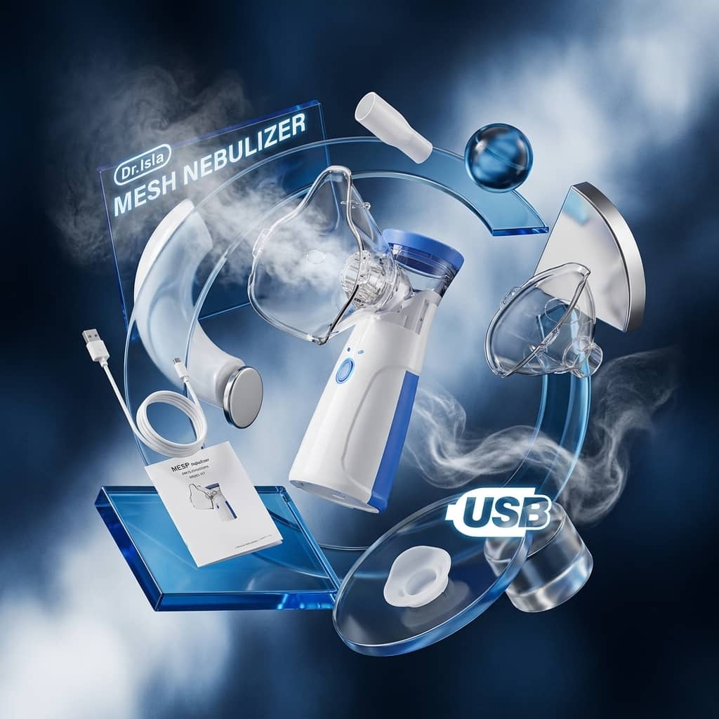 Portable Mesh Nebulizer | Ultrasonic Steam Inhaler for Kids & Adults with Smart USB Connector