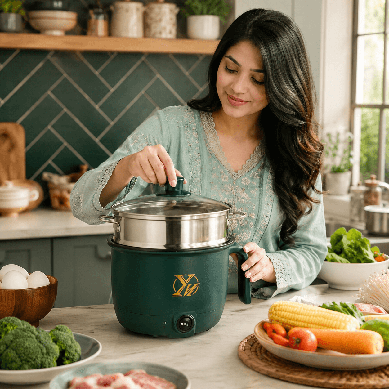 Electric Multifunctional  Rice Cooker 1.8 L Non-stick Double Layer Pot 