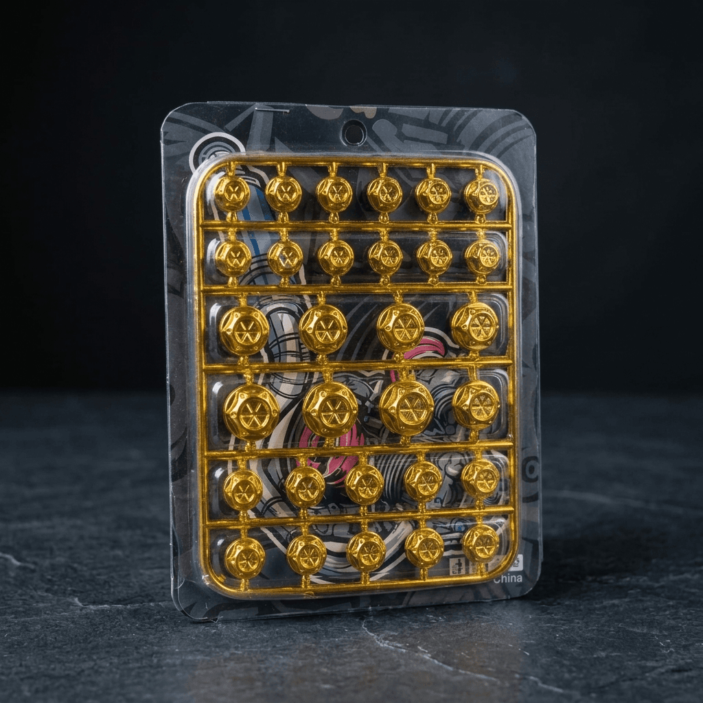 Gold Nut Cap Set (plastic, chrome gold)