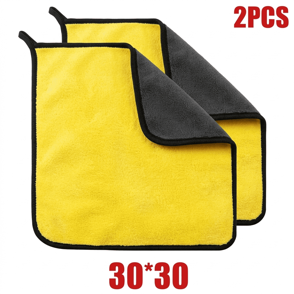 Microfiber Cleaning Towel (Car/Bike Wash Cloth), dual-side, yellow/green/blue