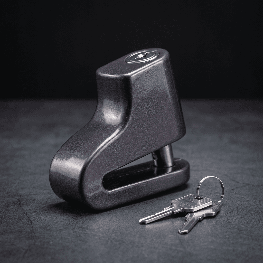 Chinese Disc Brake Lock (anti-hydraulic shear), chrome, with 2 keys