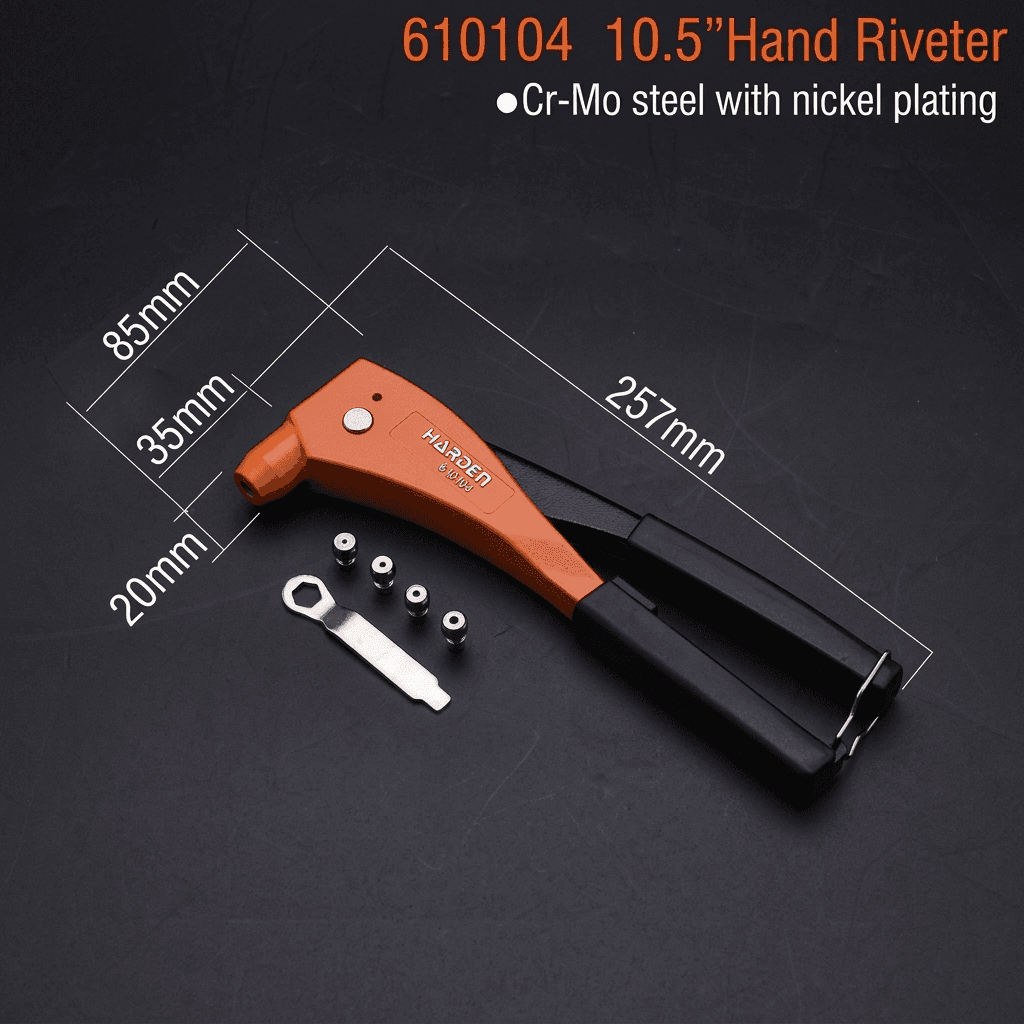M.E U.S.A Hand Riveter  Professional, with 4 rivet nozzles
