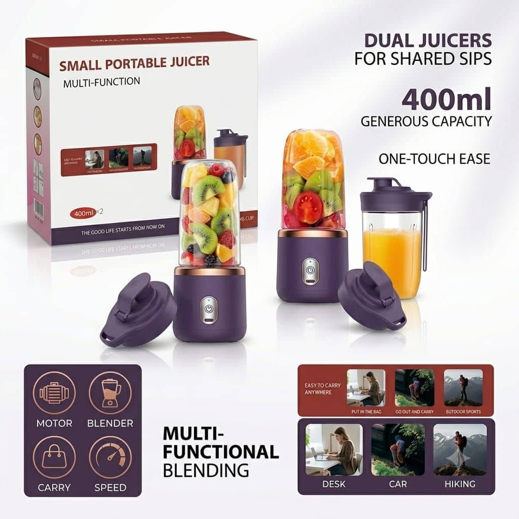 400ml Electric Portable Juicer Blender - USB Charging Fruit Smoothie Maker for Fresh Juice