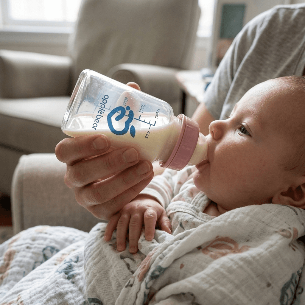 Apple Bear Glass Feeding Bottle (120ml)