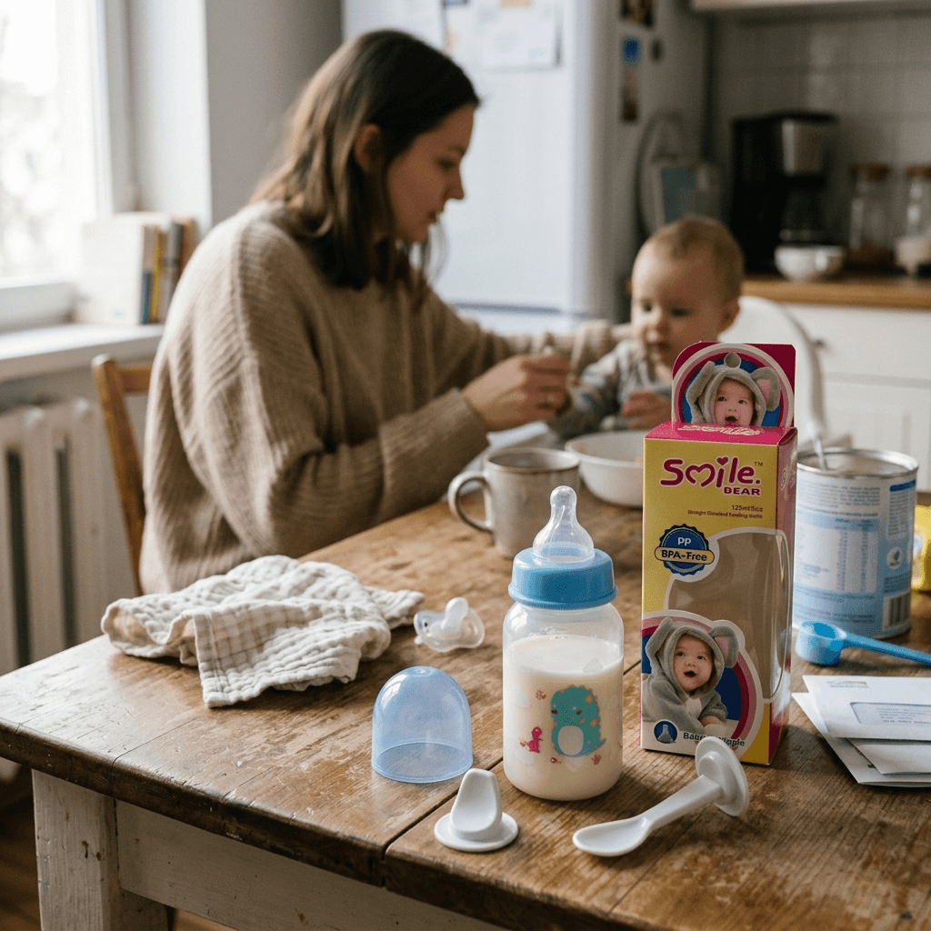 Smile Bear Feeding Bottle (250ml, PP, silicone nipple)