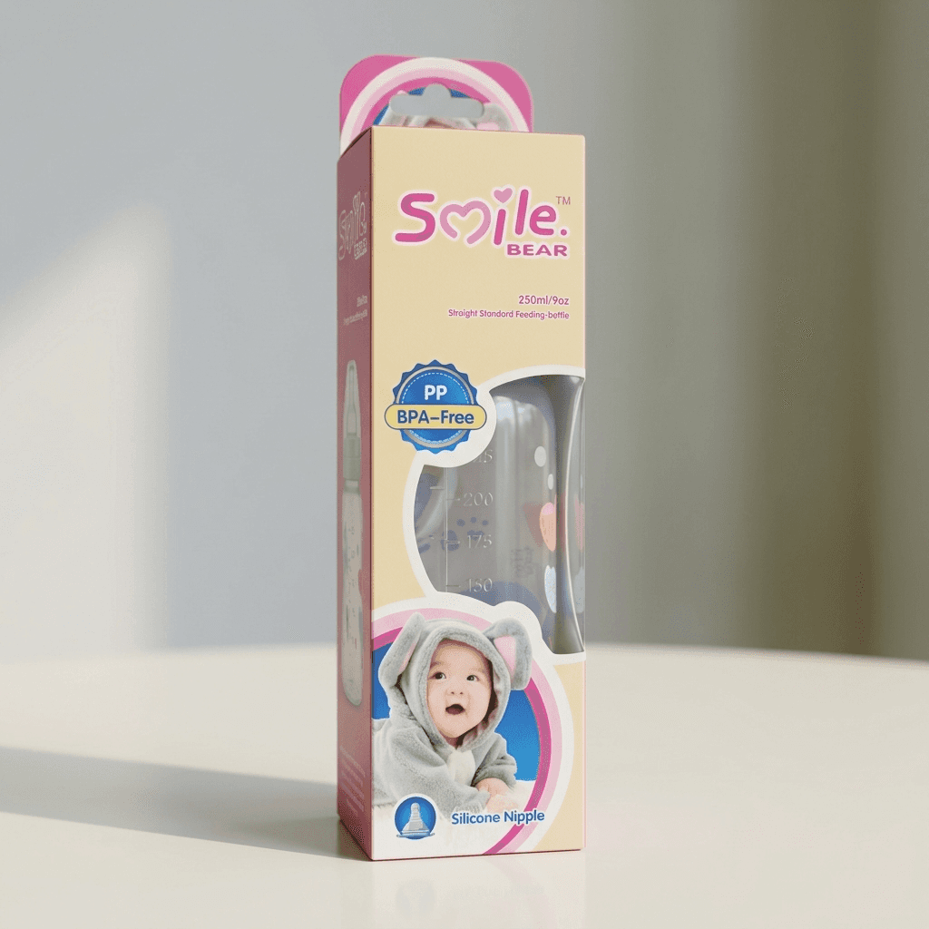 Smile Bear Feeding Bottle (250ml, PP, silicone nipple)