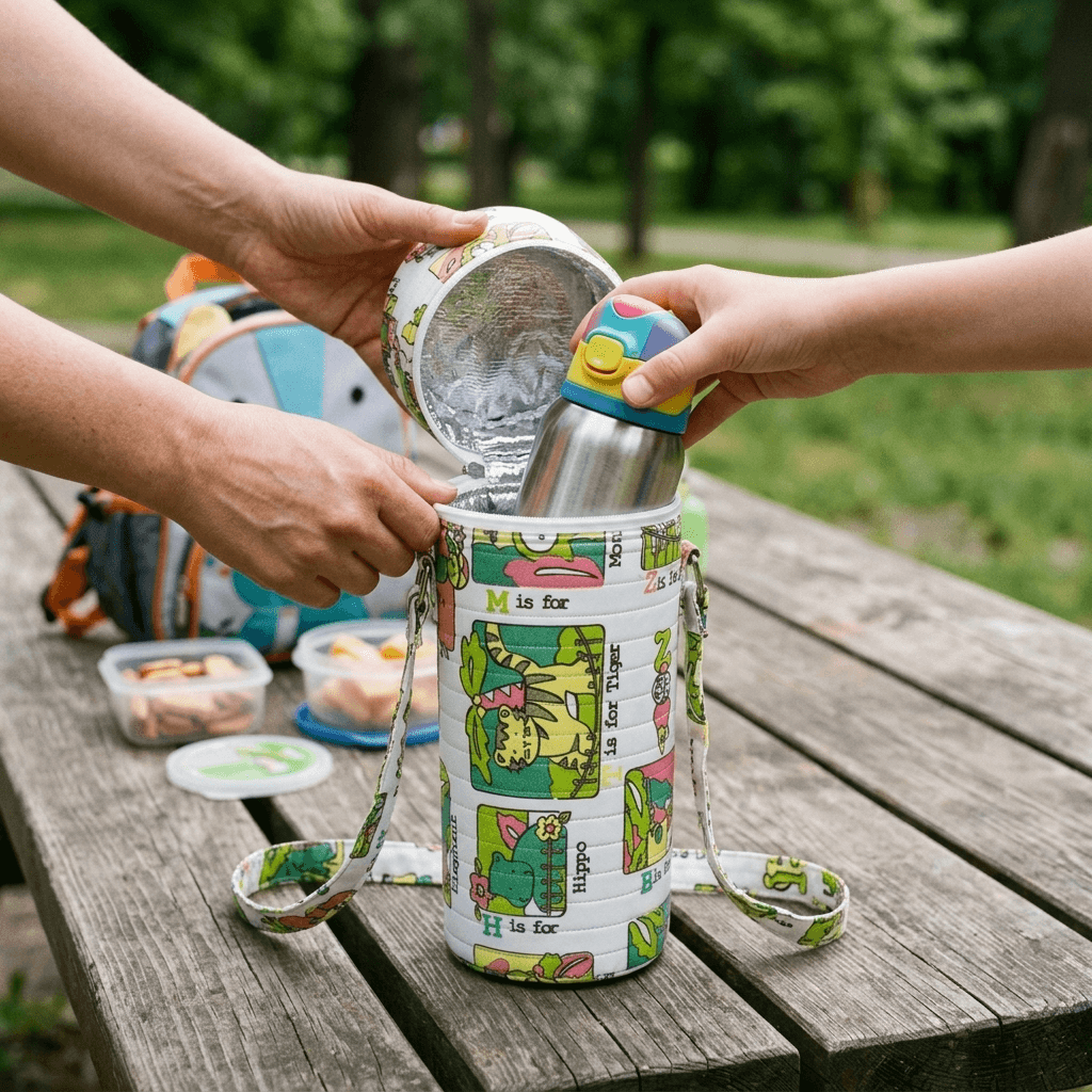 Baby Bottle Insulated Cover / Holder (quilted, animal print)
