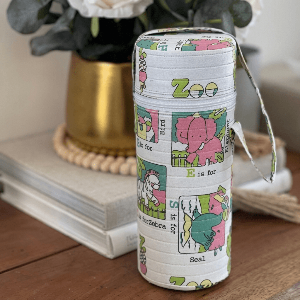 Baby Bottle Insulated Cover / Holder (quilted, animal print)