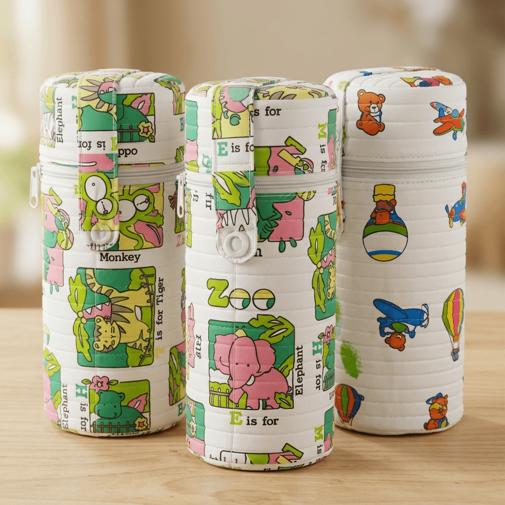 Baby Bottle Insulated Cover / Holder (quilted, animal print)