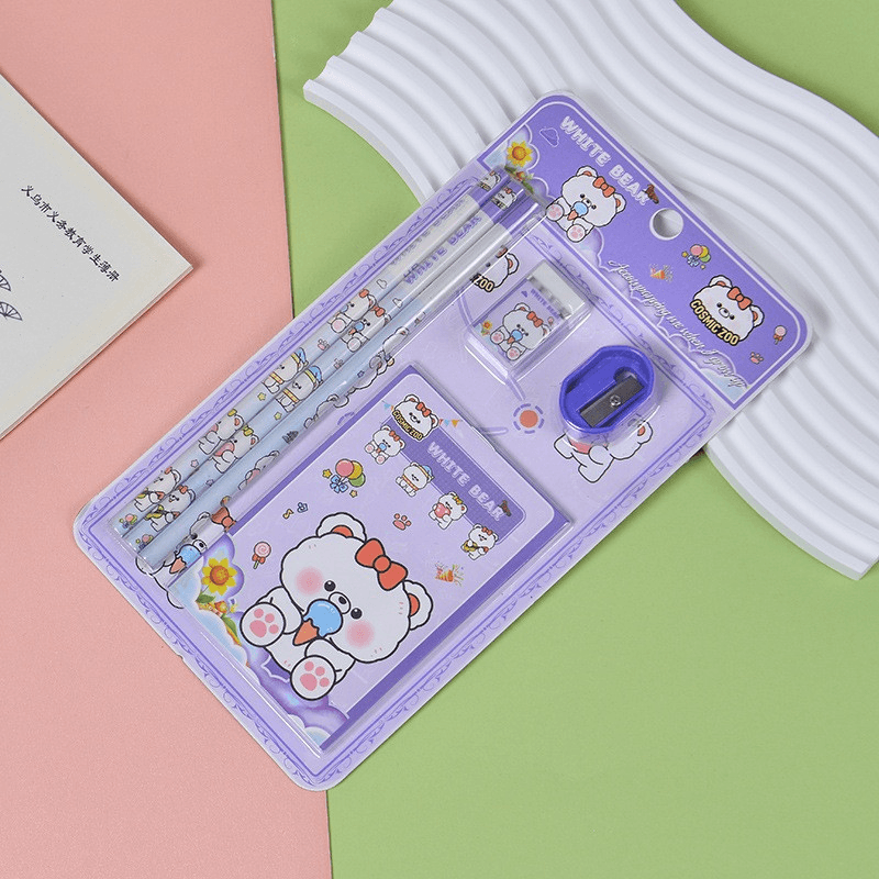 White Bear character-themed stationery set.
