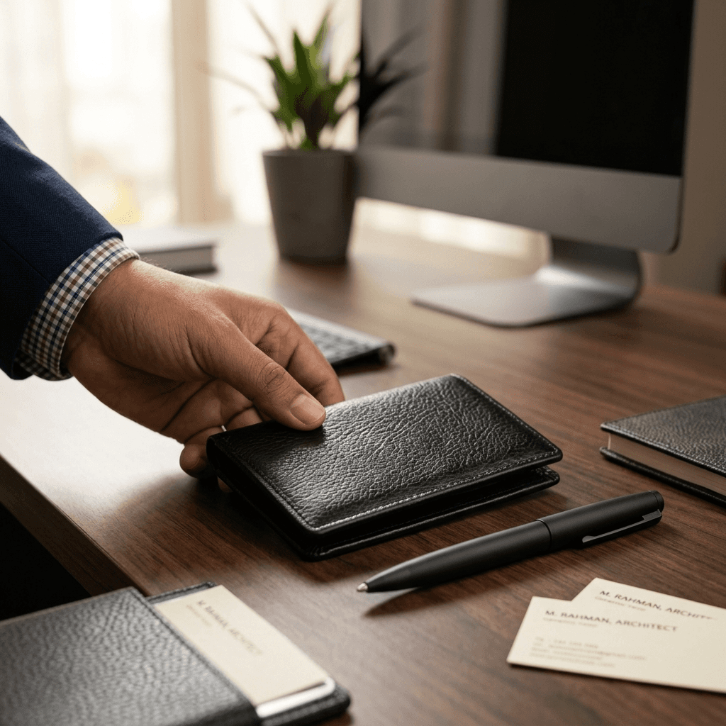 PU leather bill holder or multi-card organizer case.