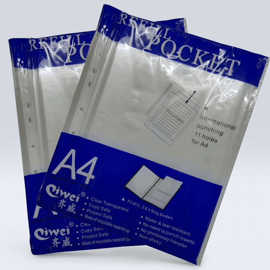 Qiwei A4 Refill Pockets -punch pockets