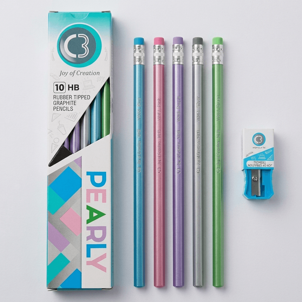 10HB-Eraser Tipped Graphite Pencils - 10pcs