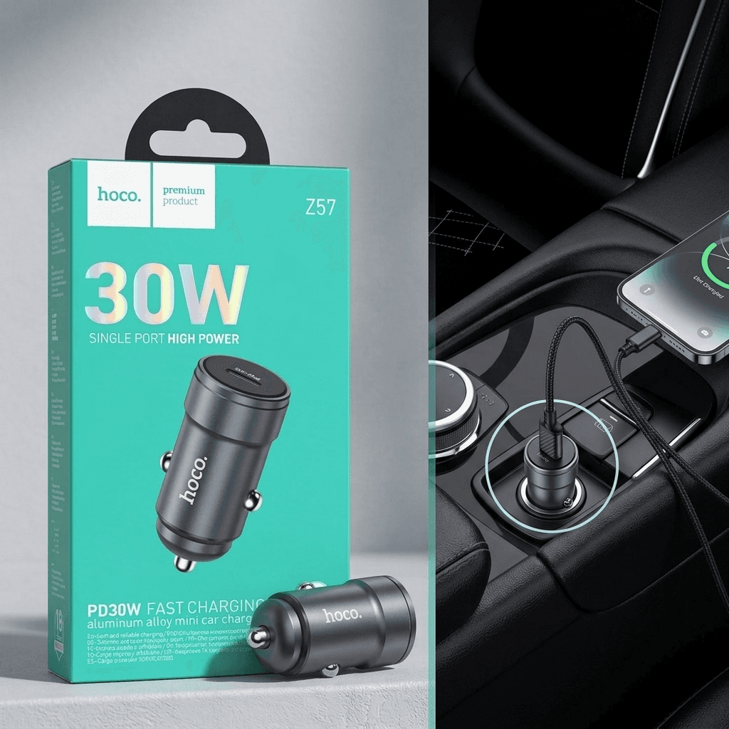 Hoco Z57 Glorious 30W Single-Port Fast Car Charger Set