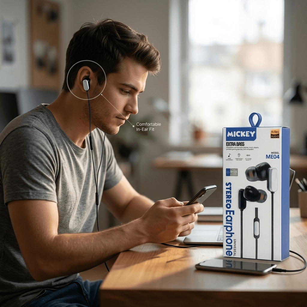 Mickey ME04 Extra Bass Stereo Earphones
