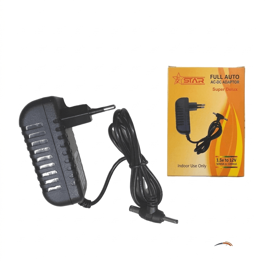 Prime Electronic Bangladesh's Universal Automatic 1.5V to 12V Power Adapter Charger - Multi Plug