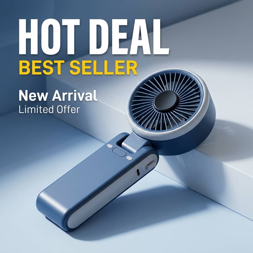 Turbo Handheld Rechargeable Fan 3600mAh | Portable USB Mini Fan with Neck Strap