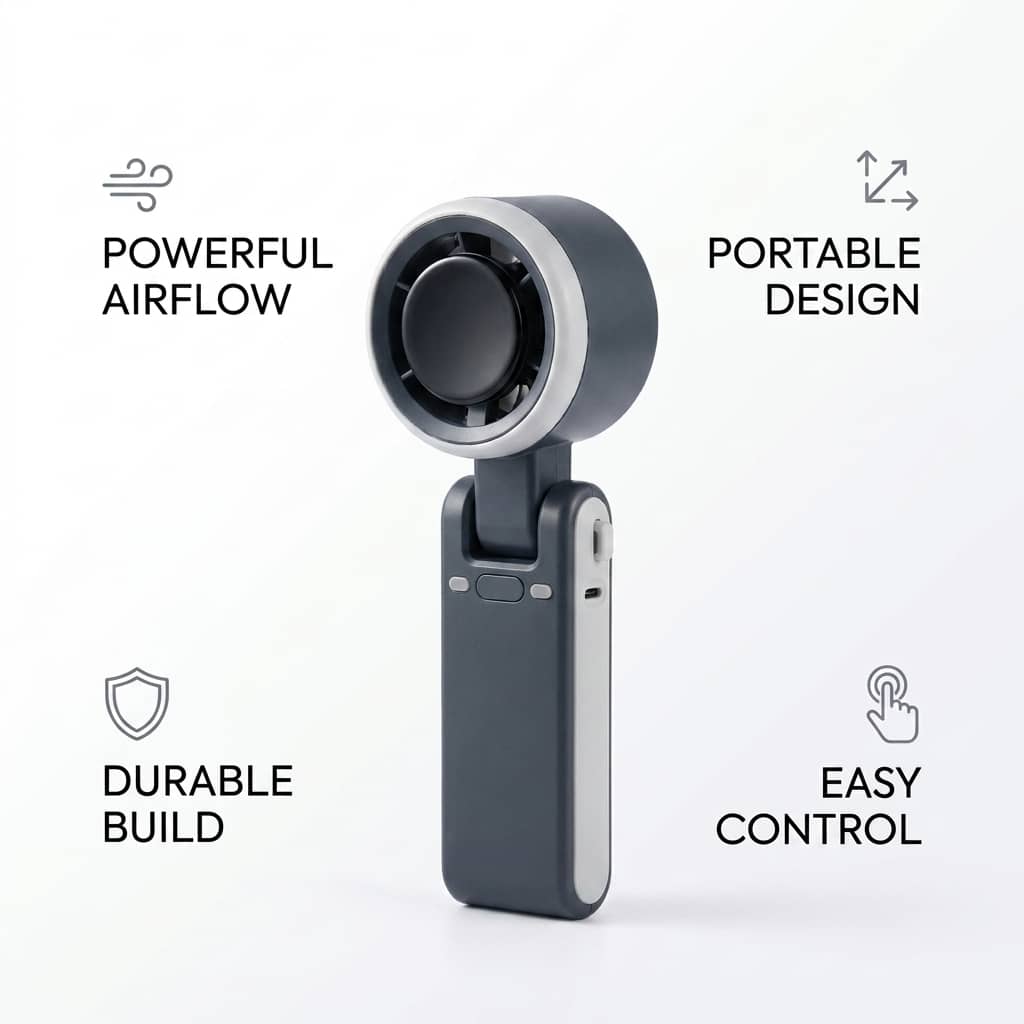Turbo Handheld Rechargeable Fan 3600mAh | Portable USB Mini Fan with Neck Strap