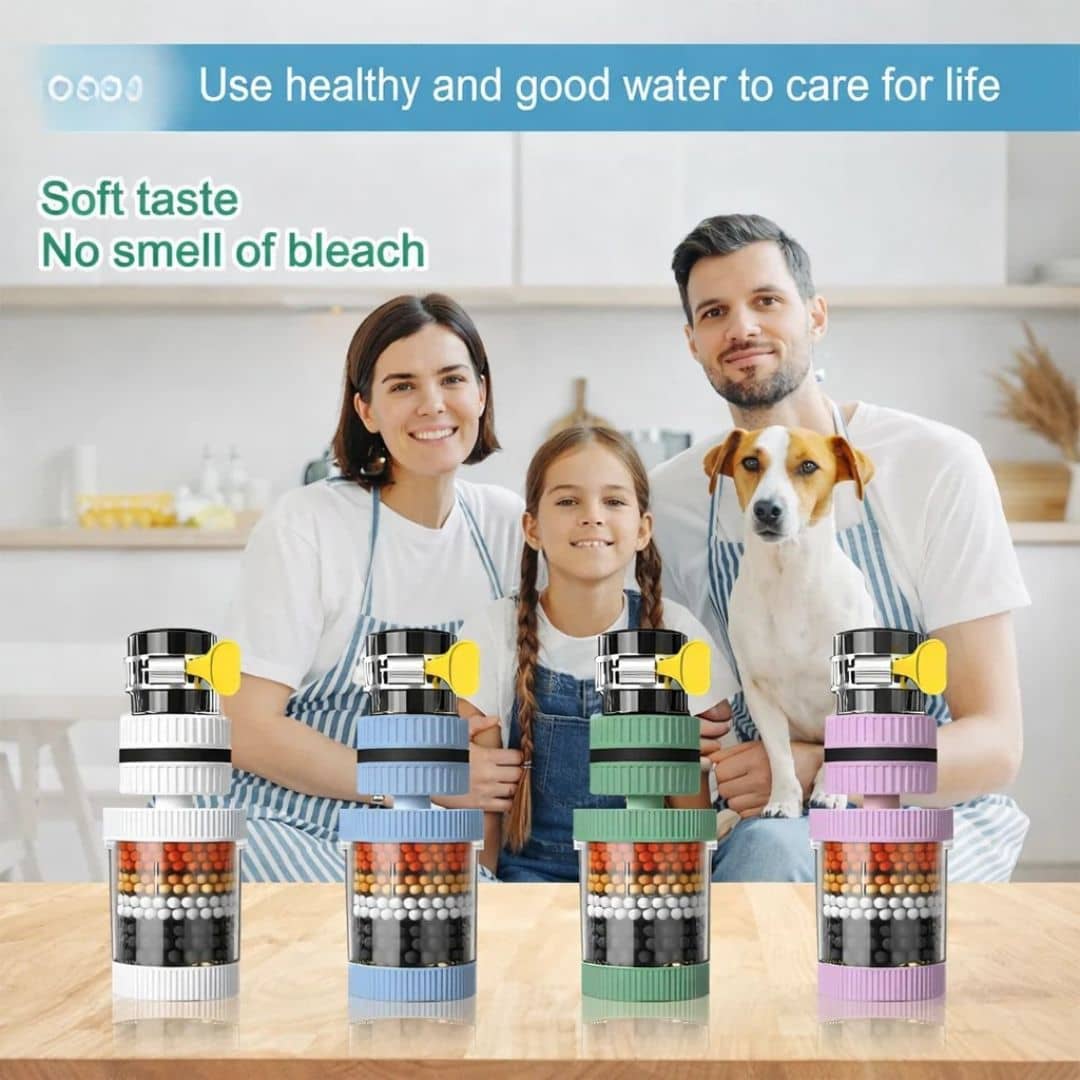 Six-Layer Faucet Water Filter for Kitchen Tap | activated carbon and medical stone – splash-proof .