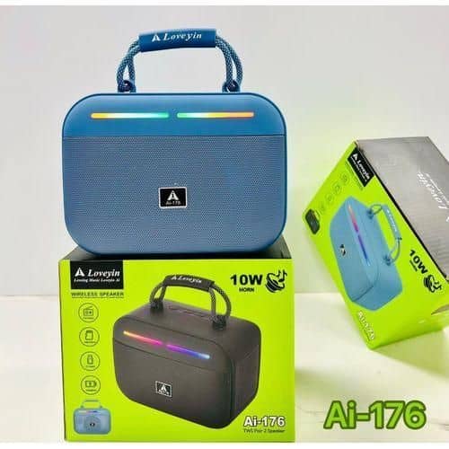 Loveyin AI-176 10W Portable Wireless Bluetooth Speaker with TWS, FM Radio, RGB LED & USB/TF Card Support