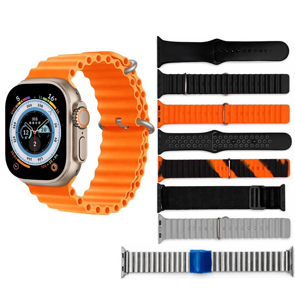 Y80 Ultra PREMIUM Edition ( Straps--8+1 cover ) Smart Watch "8" Straps 2.02" Display Waterproof Bluetooth Calling Pedometer Heart Rate Blood Pressure Sleep Sports Watch Series