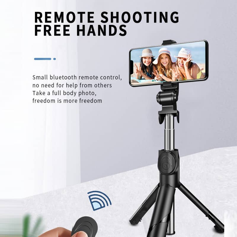 XT02 Bluetooth Extendable Selfie Stick with Wireless Remote for Making TikTok, Vlog Videos and Tripod Stand Selfie Stick for for Mobile and All Smart Phones