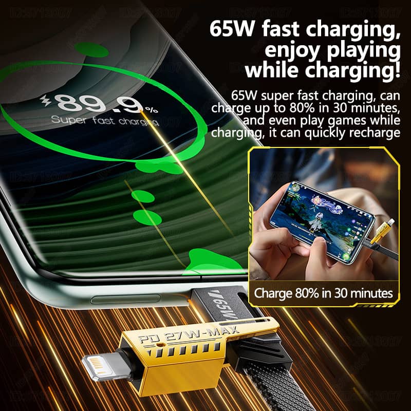 65W 4 in 1 65W Fast Charging Cable USB To Type C PD Cable Fast Charger Mobile Phone Cable 65W Fast Charging Cable Type C to C Usb To C To iPhone Cable - Multicolor
