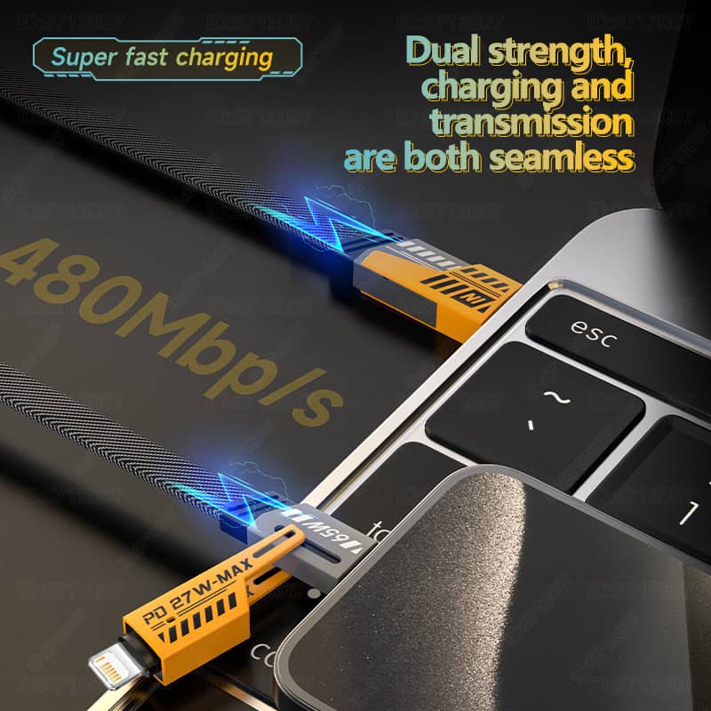 65W 4 in 1 65W Fast Charging Cable USB To Type C PD Cable Fast Charger Mobile Phone Cable 65W Fast Charging Cable Type C to C Usb To C To iPhone Cable - Multicolor