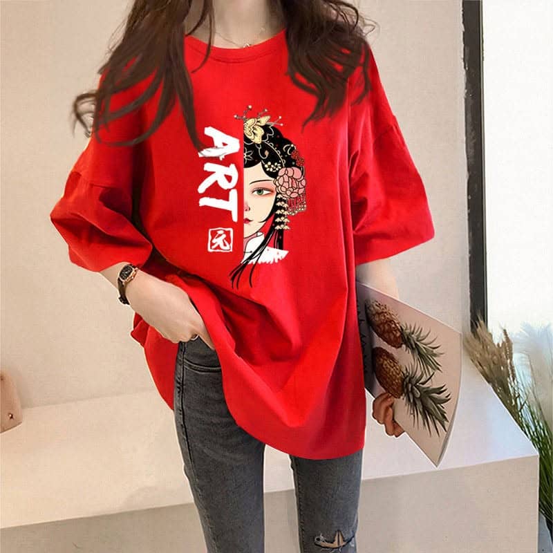 Women's Everyday Oversized Printed Drop Shoulder T Shirt