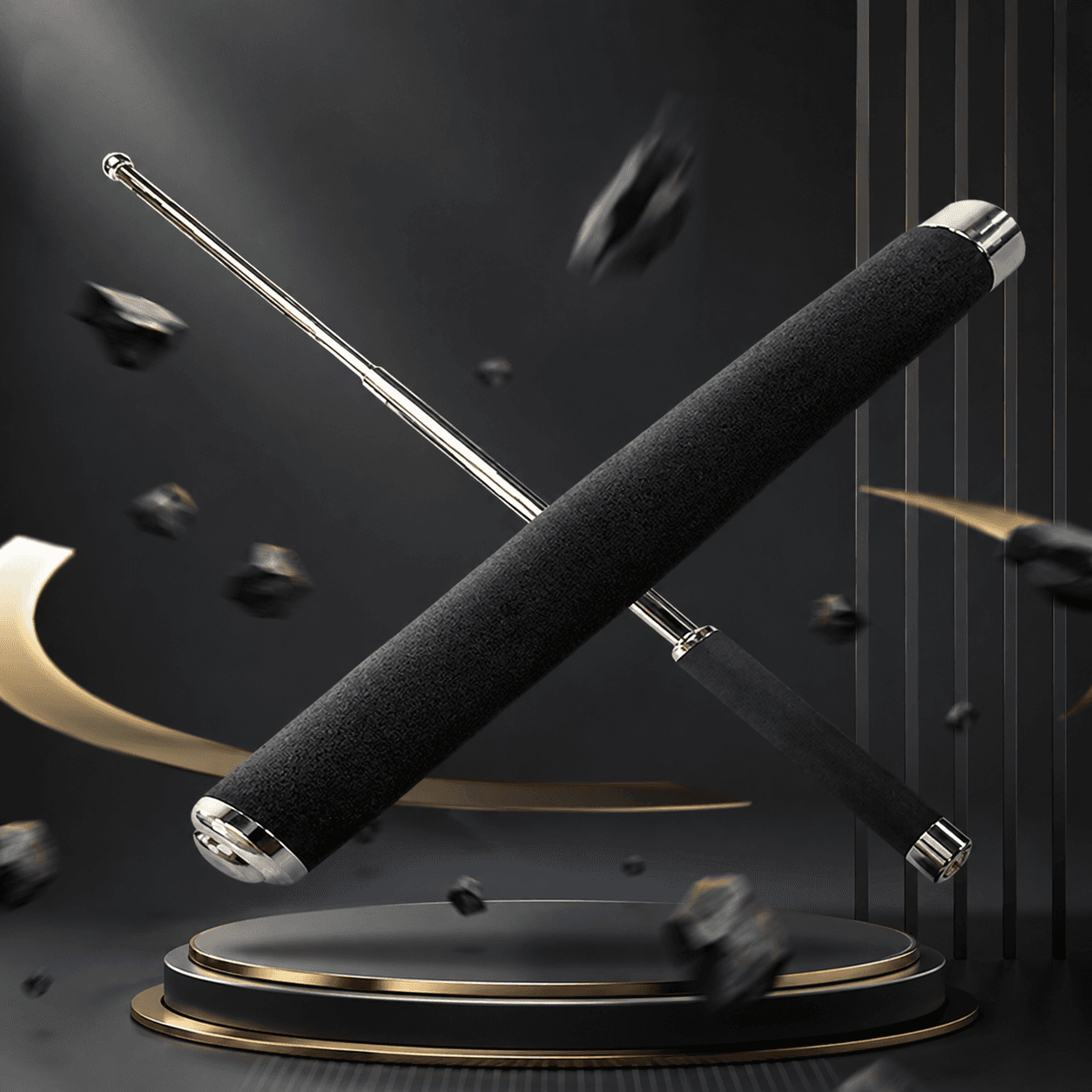 Metal Extendable Self-Defense Stick with Carrying Bag