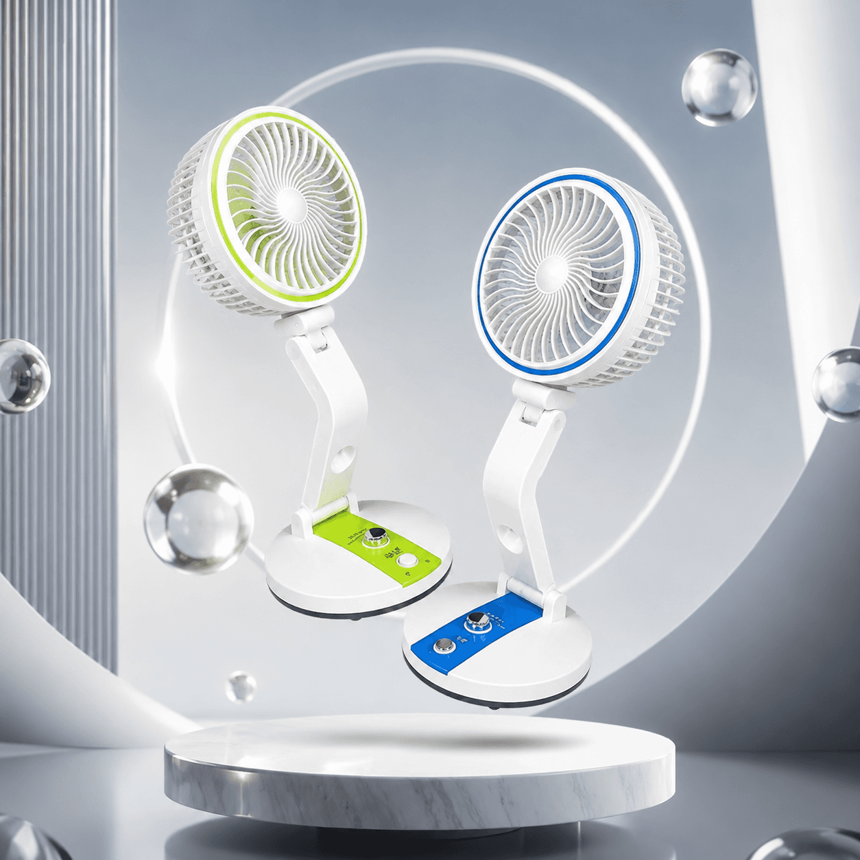 Rechargeable Folding Fan with LED Light