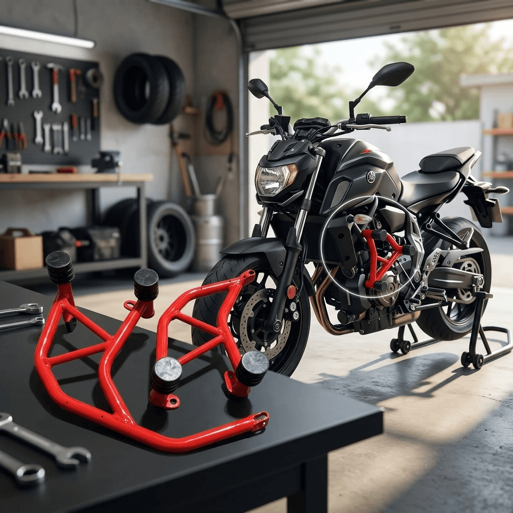 Red Bumper (Crash Guard) Set, steel frame with rubber stoppers