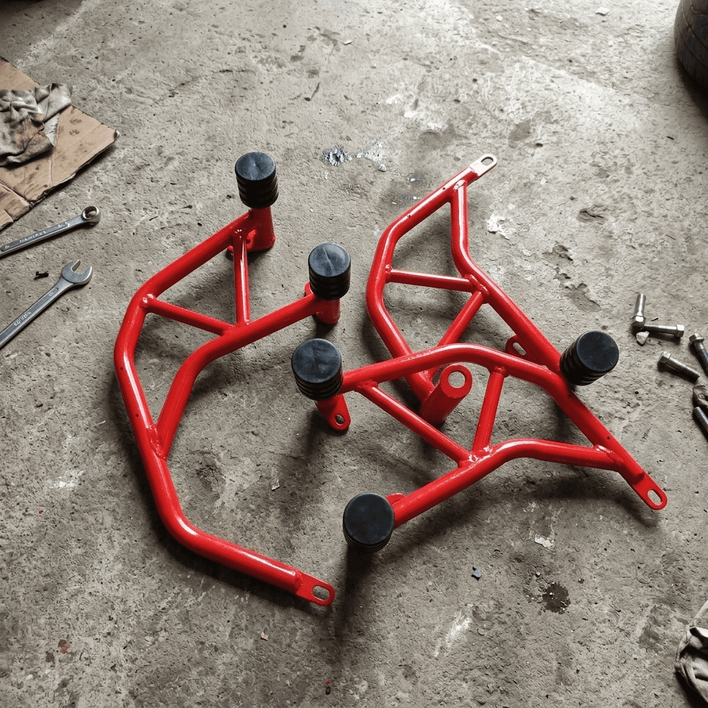 Red Bumper (Crash Guard) Set, steel frame with rubber stoppers