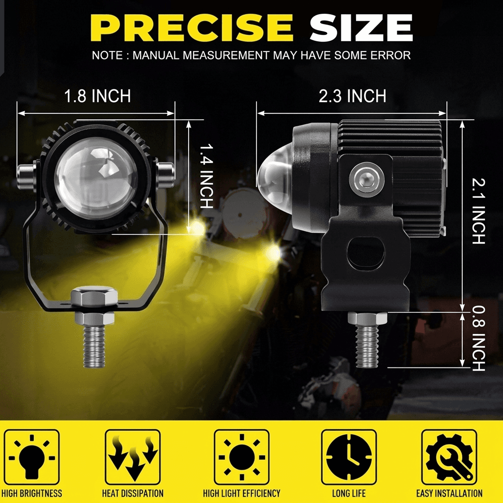 MM Fog King 3 LED Spot Light (Mini Driving Light, pair), white/yellow, 4 flash modes, waterproof