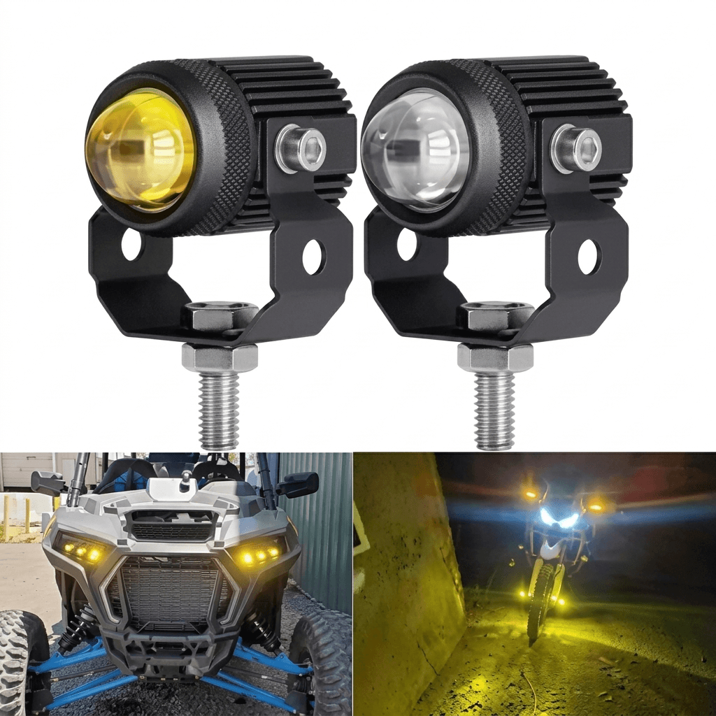 MM Fog King 3 LED Spot Light (Mini Driving Light, pair), white/yellow, 4 flash modes, waterproof