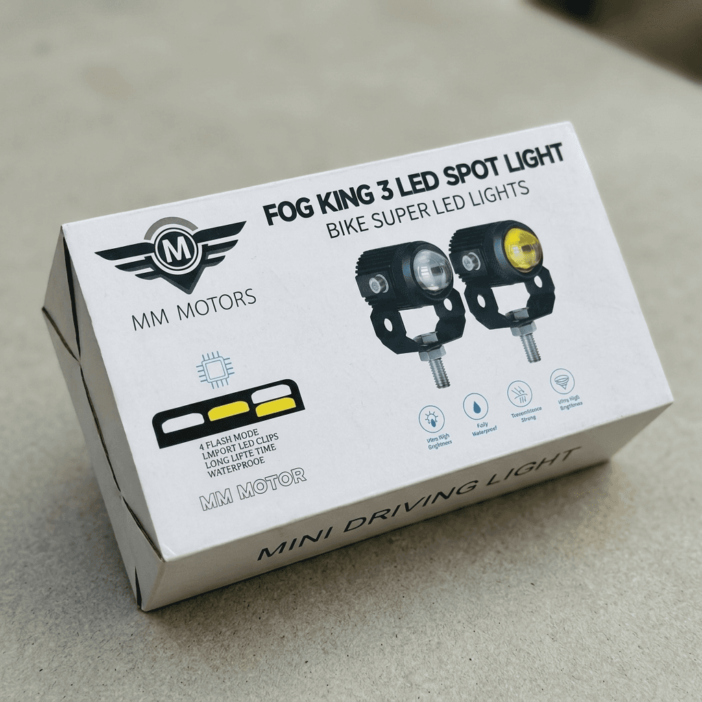 MM Fog King 3 LED Spot Light (Mini Driving Light, pair), white/yellow, 4 flash modes, waterproof