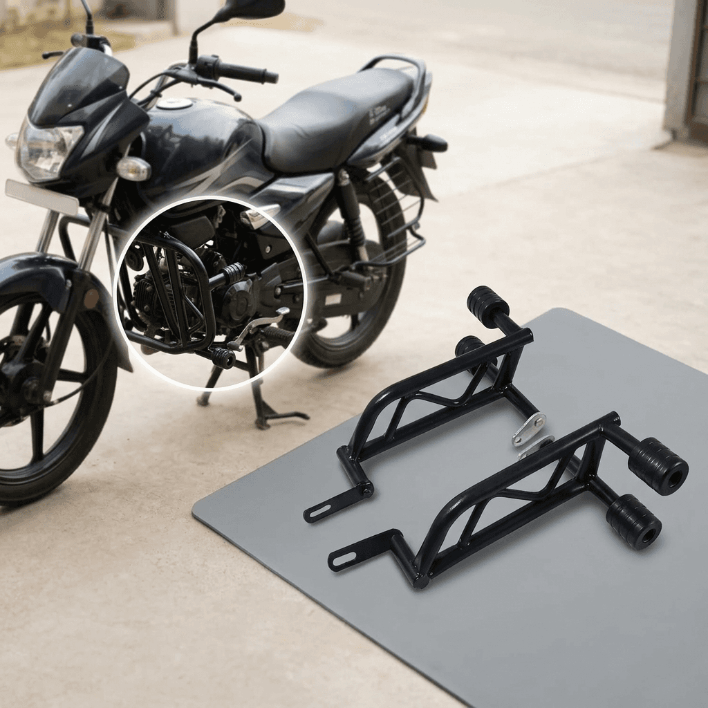 Black Bumper (Crash Guard) Set, steel frame with rubber stoppers