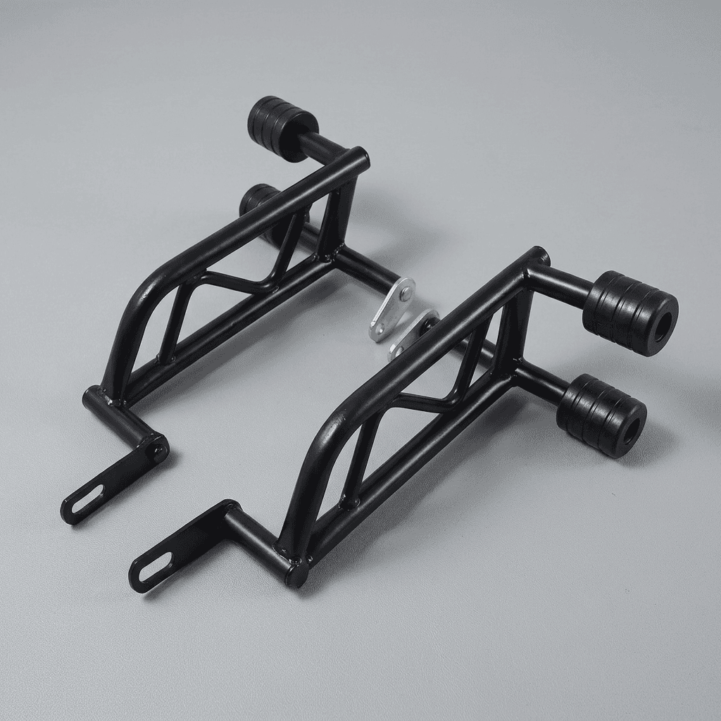 Black Bumper (Crash Guard) Set, steel frame with rubber stoppers