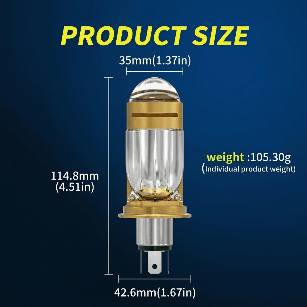 RTD LED Motorcycle Headlamp (projector type, gold body)