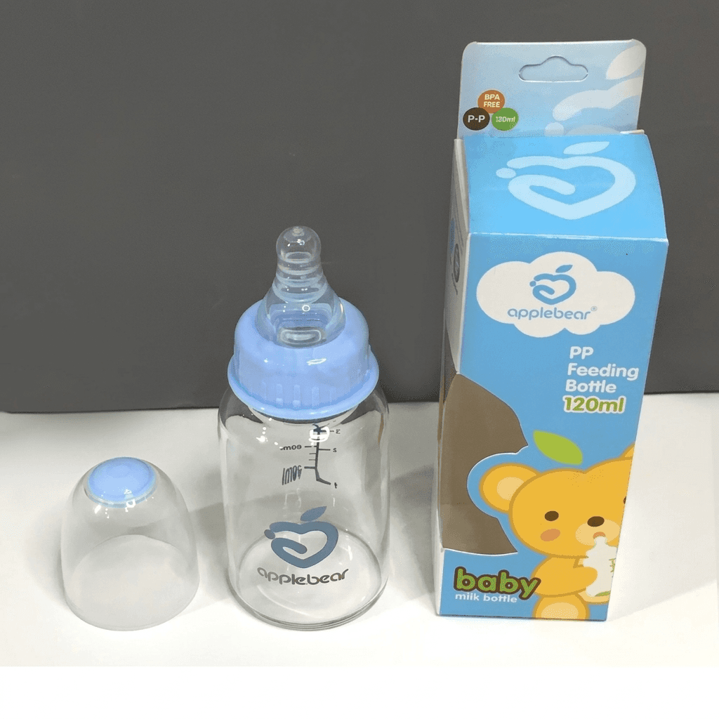Apple Bear Glass Feeding Bottle (120ml)