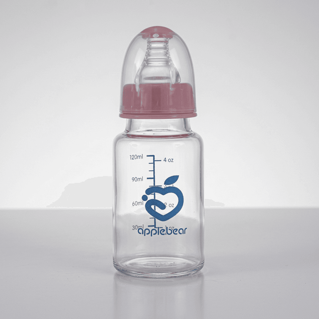 Apple Bear Glass Feeding Bottle (120ml)
