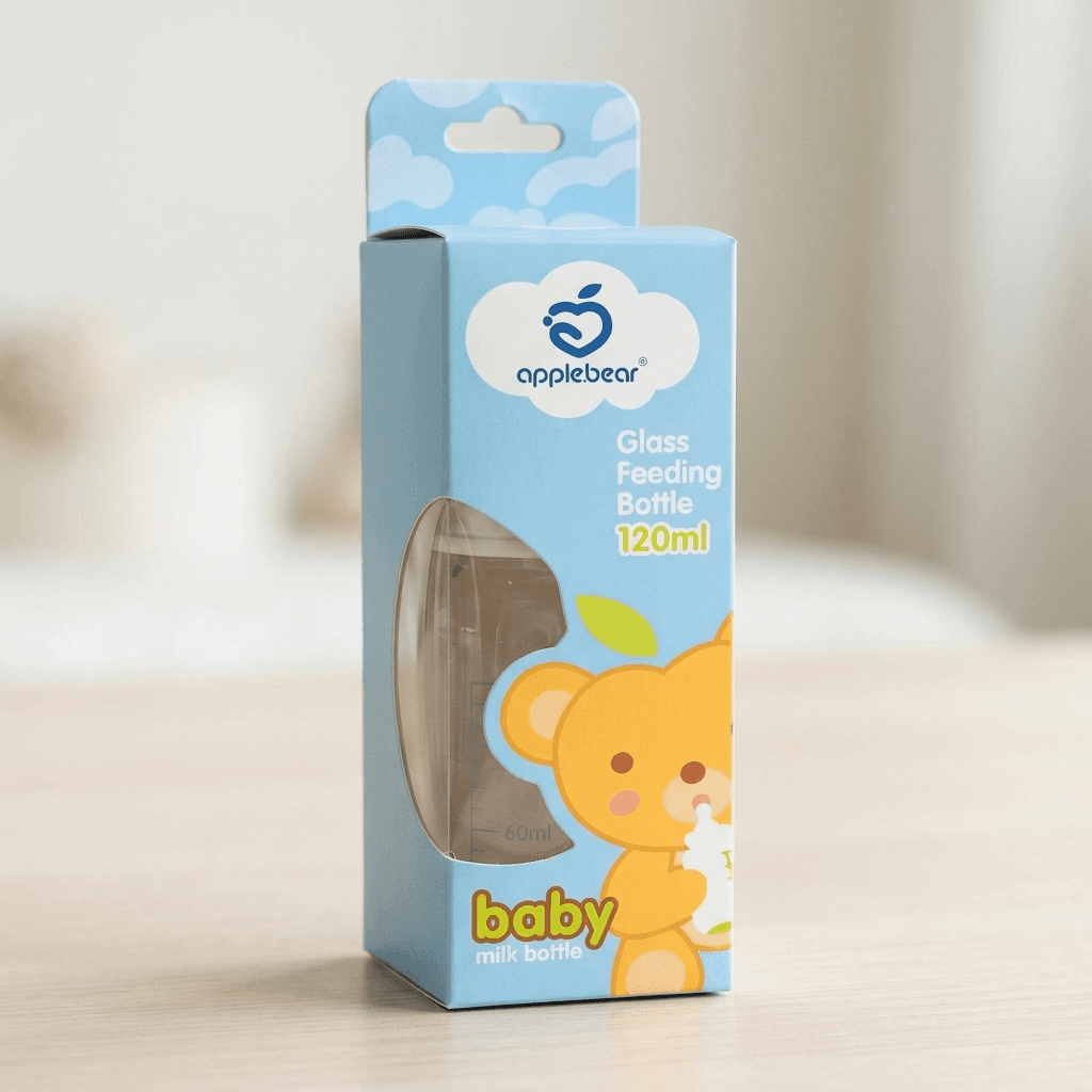 Apple Bear Glass Feeding Bottle (120ml)