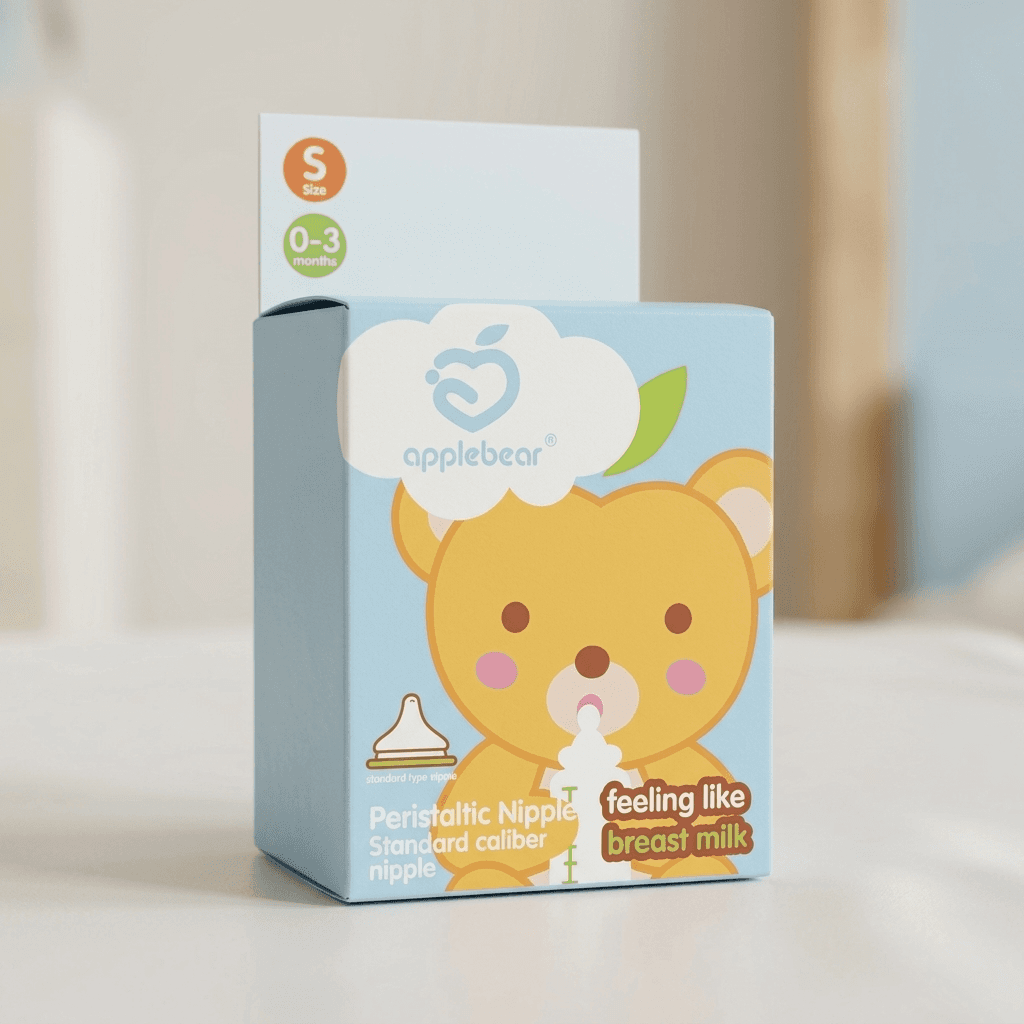 Apple Bear Peristaltic Nipple (Size S, 0-3 months) 12 Piece
