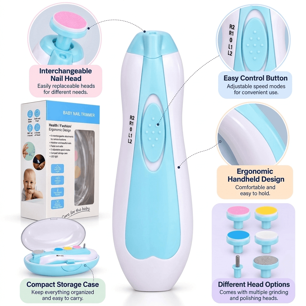 Baby Nail Trimmer (electric, 6 attachments)