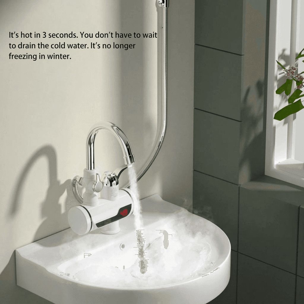 Temmax RX-008 Instant Electric Heating Water Faucet with a digital temperature displa